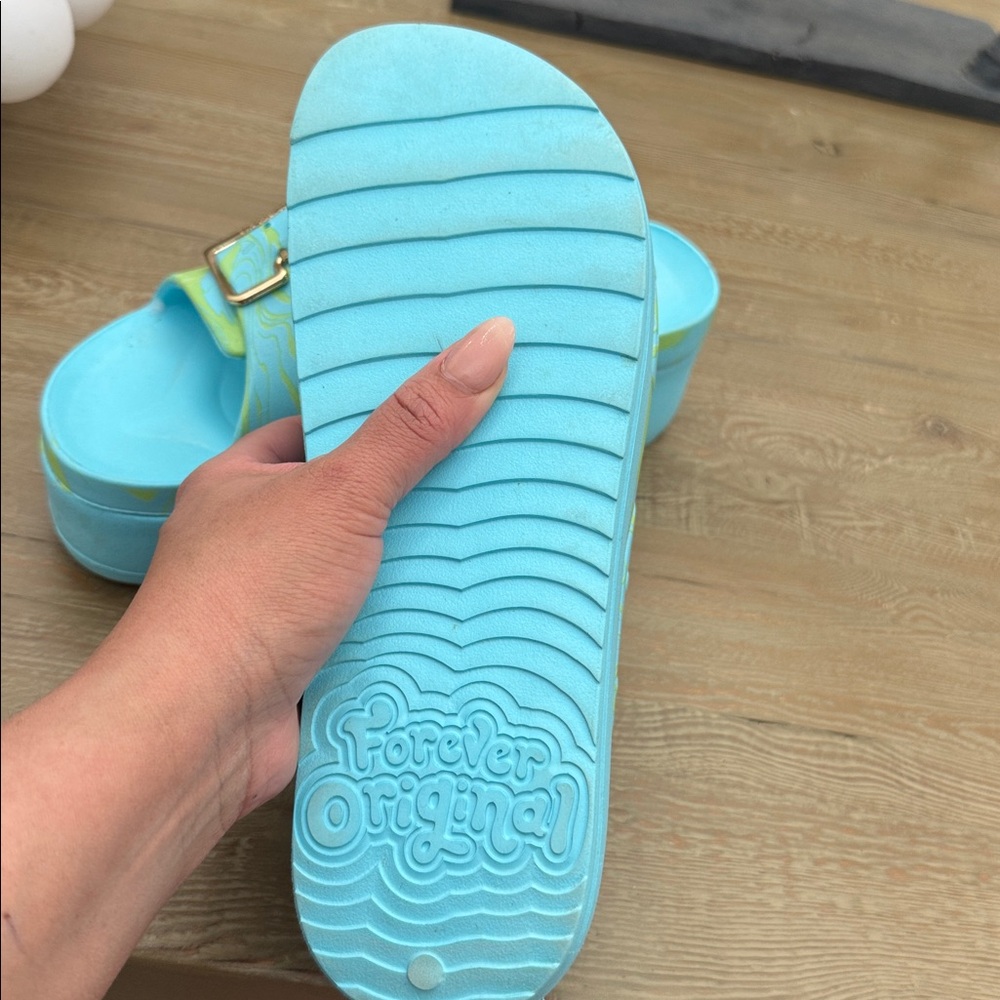DR. SCHOLL'S  Original Goals Platform Slide Sandal - angel blue sz 8 - Picture 4 of 5